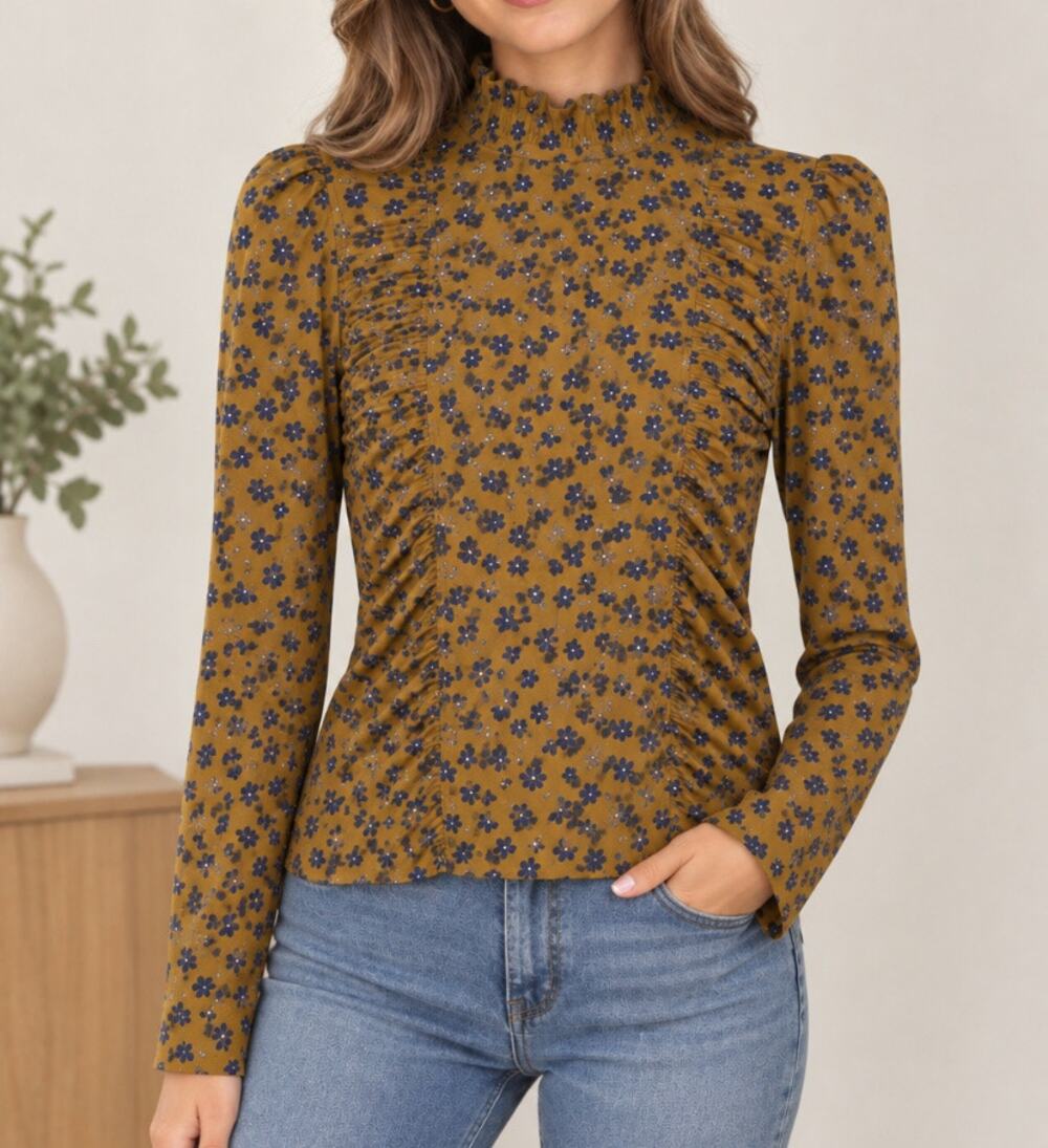 Womens Melissa Nepton Floral Blouse Size M EUC!
